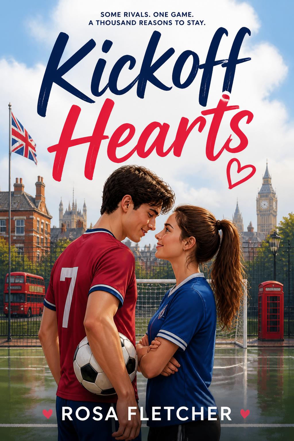 Sample ebook cover: Kickoff Hearts by Rosa Fletcher
